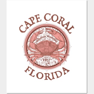 Cape Coral, Florida, with Stone Crab on Windrose Posters and Art